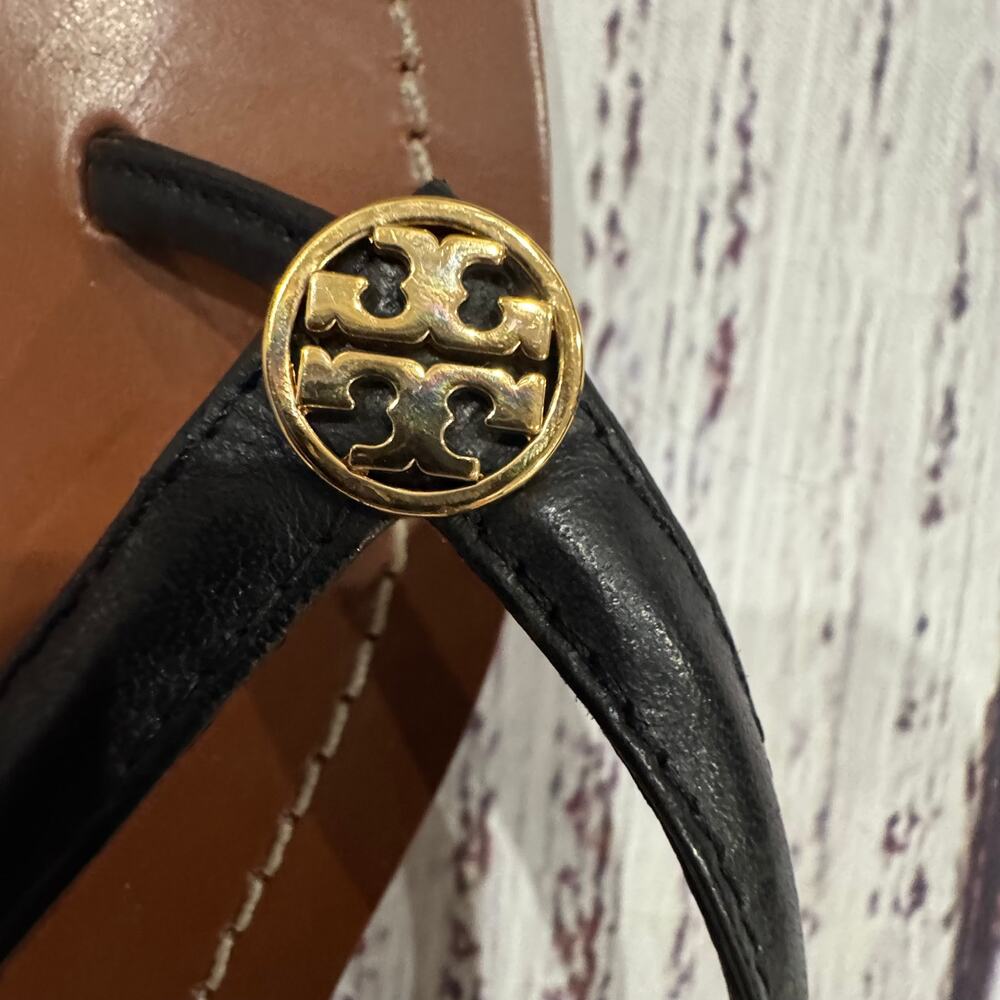 Tory Burch Miller Thong Sandal Lot 2 Pairs Womens 9 Black Silver Leather VGUC - Picture 8 of 16